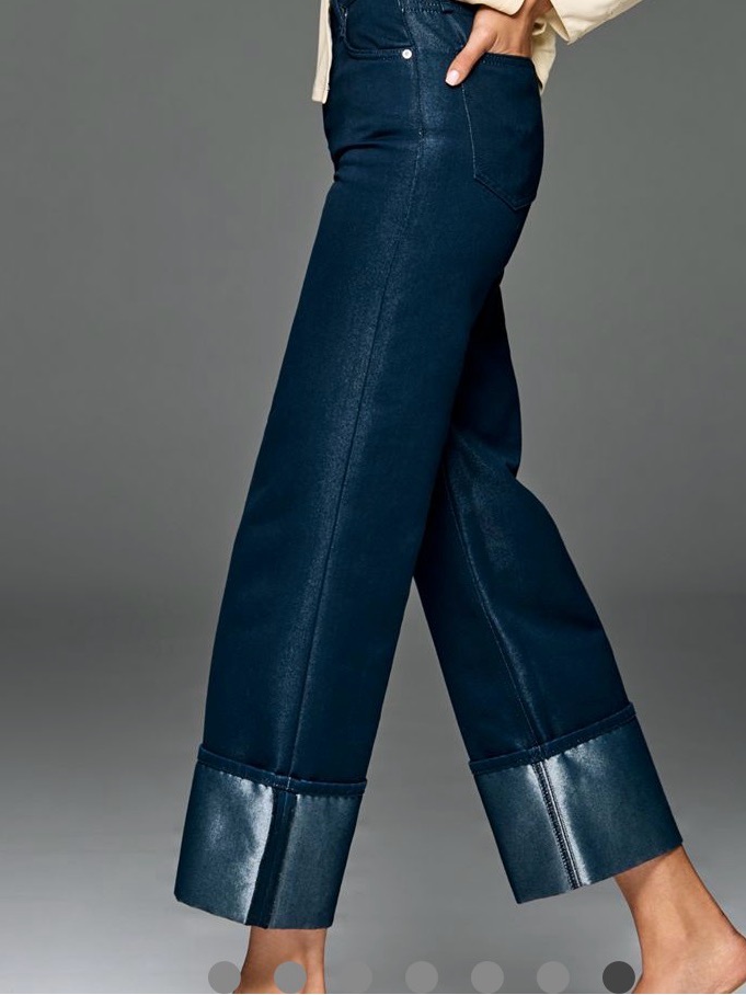 Hudson Rosie Mid-Rise Jeans Dark Navy Wide-Leg Cuffed Jeans